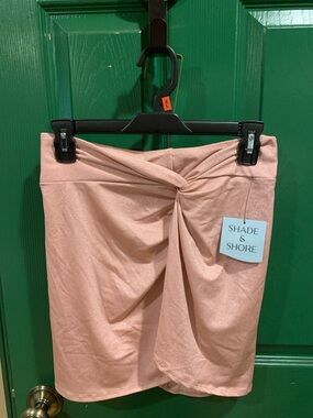 Shade & Shore Blush Pink Twist-Front Mini Skirt